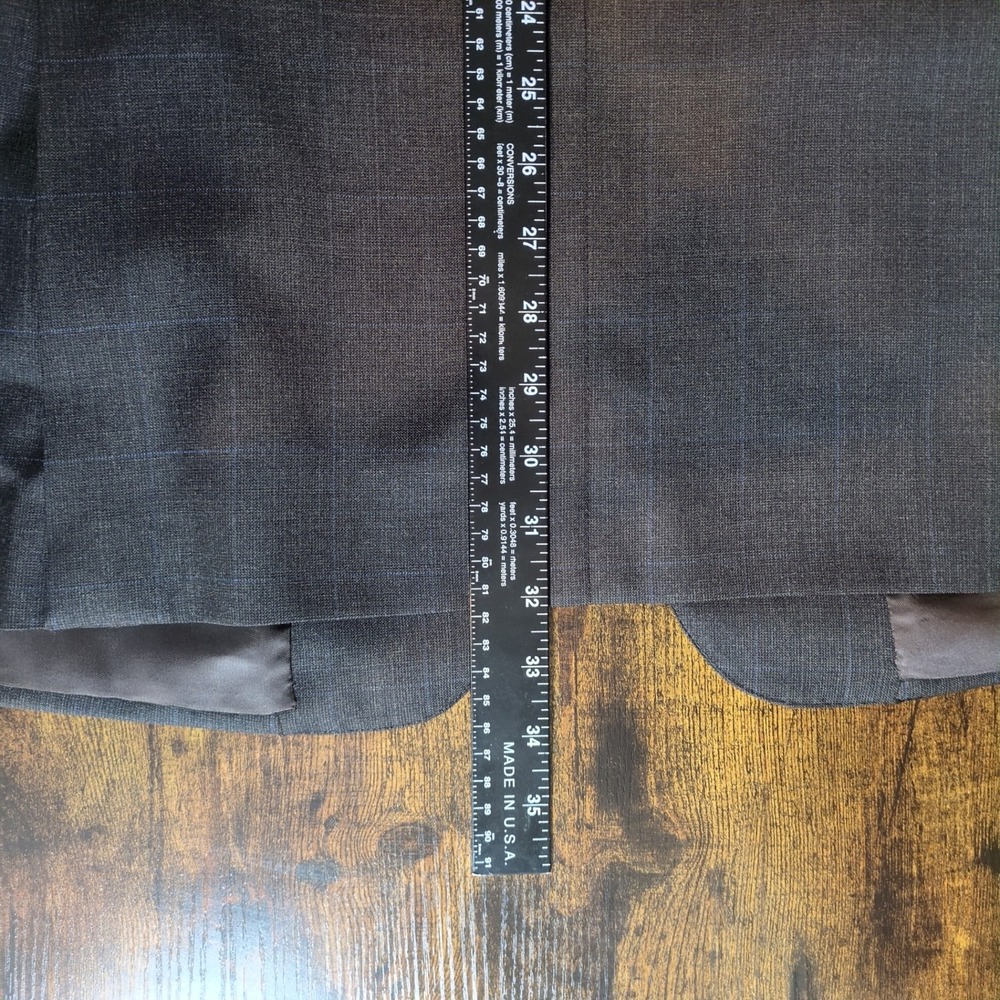 Ermenegildo Zegna Mens Brown‎ Blue Windowpane 100% Wool 3 Button Blazer 46R - Picture 15 of 16